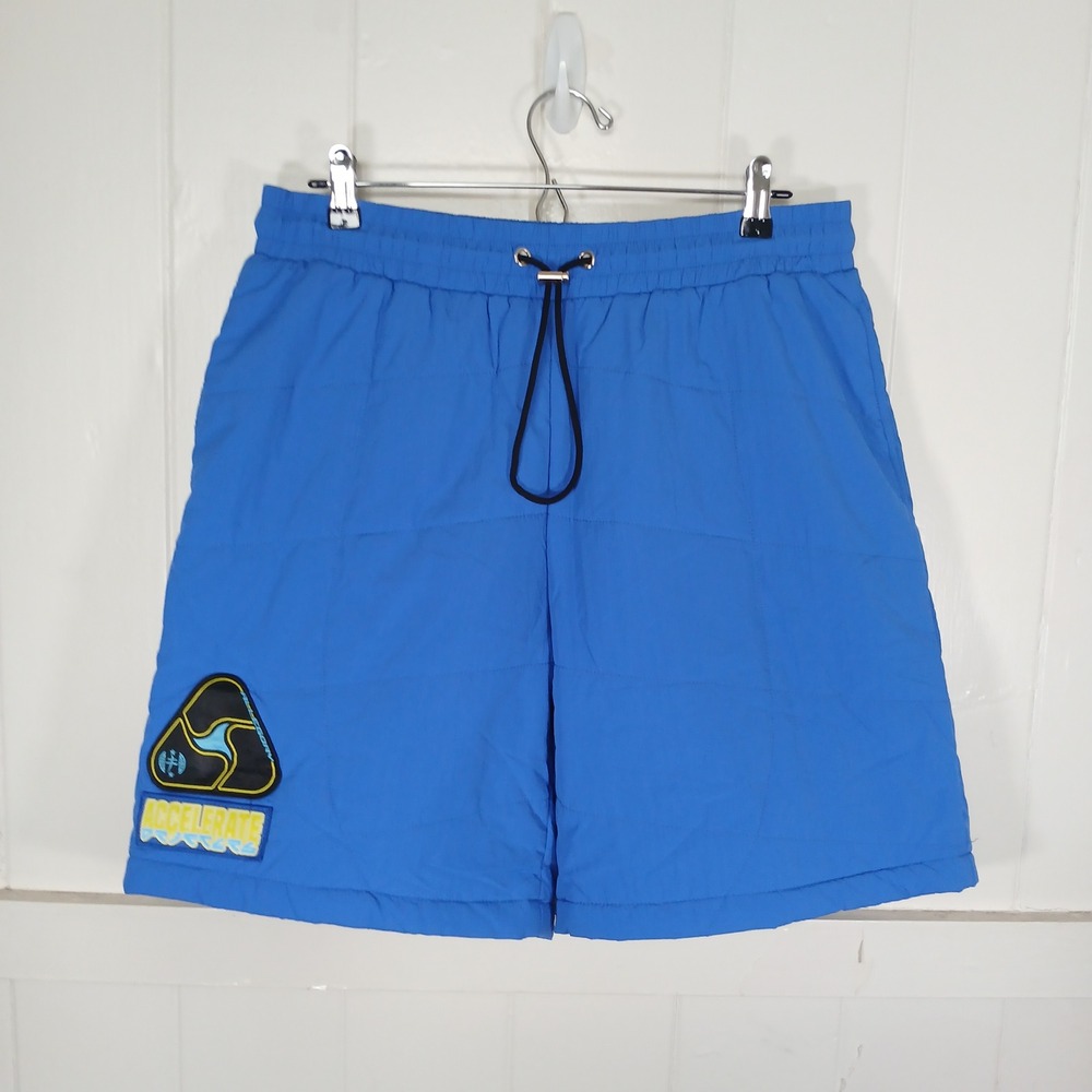 Allegory Quilted Accelerate Graphic‎ Patch Shorts Mens XL Blue Drawstring